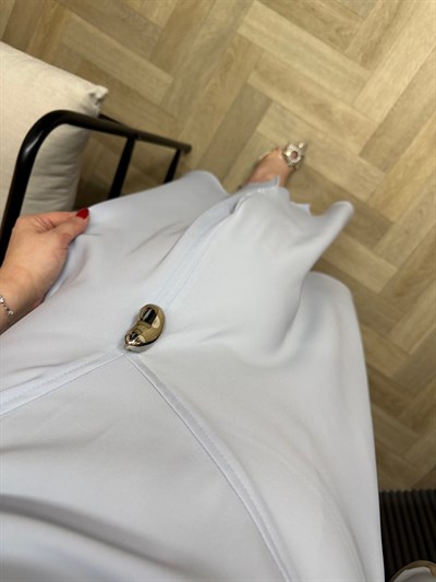 Gümüş Broş Detaylı Orj Marka Model Elbise Bebek Mavi