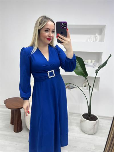 Gümüş Tokalı Prenses Model Elbise Saks