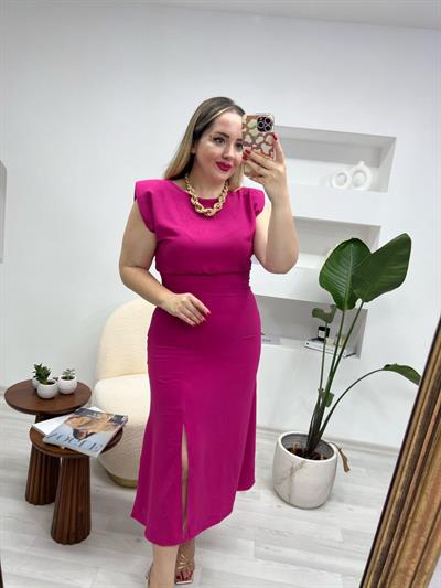 Helly Vatkalı Elbise Fuşya