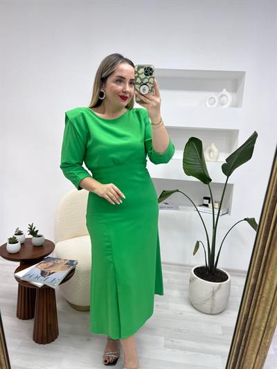 Helly Vatkalı Yeşil Elbise