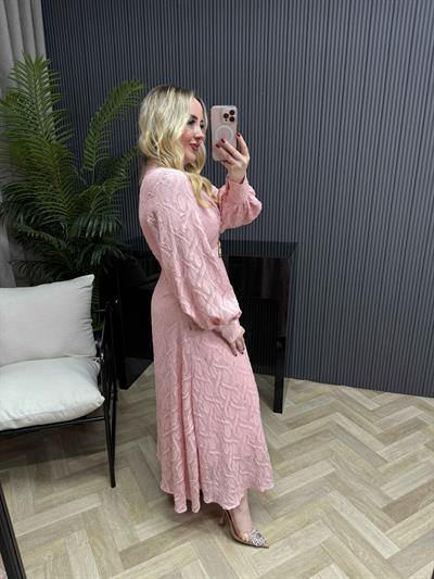 Hera Kemerli Özel Tasarım Elbise Pembe
