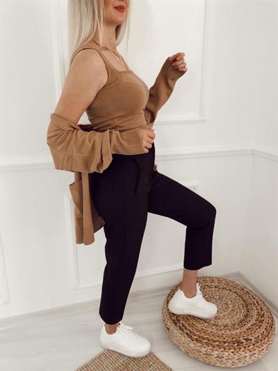 Hırka-Crop Takım Camel