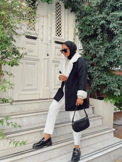İçi Kürklü Kaban Siyah