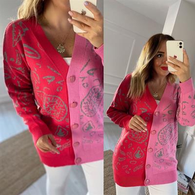 İki Renkli Hirka Pembe