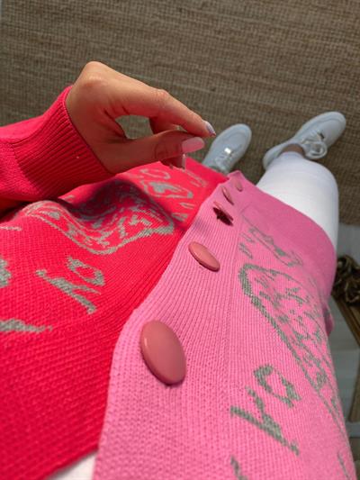 İki Renkli Hirka Pembe