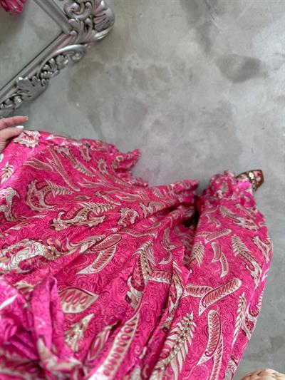 İpek Saten Askılı Tasarım Elbise Pembe