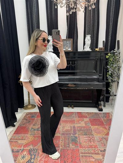 İspanyol Paça Pilise Kumaş Pantolon