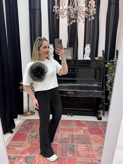 İspanyol Paça Pilise Kumaş Pantolon