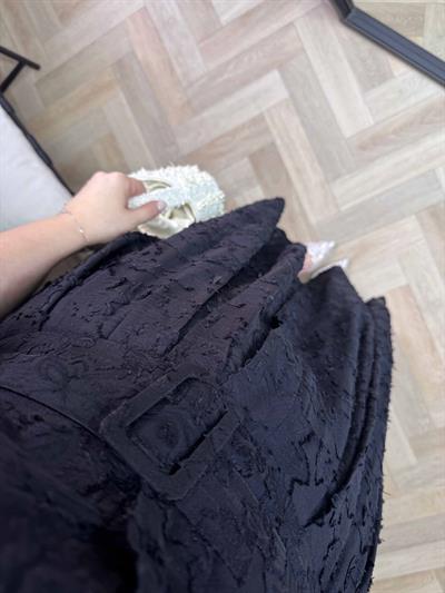 Jasmine Balon Kol Kuşaklı Tasarım Elbise Siyah