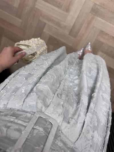 Jasmine Balon Kol Kuşaklı Tasarım Elbise Mint Yeşil