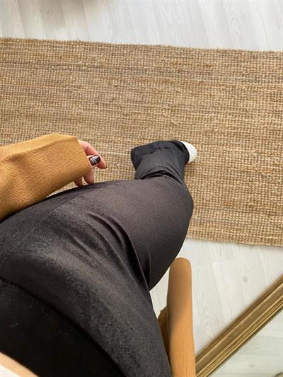 Kadife Yüksel Bel Siyah Pantolon