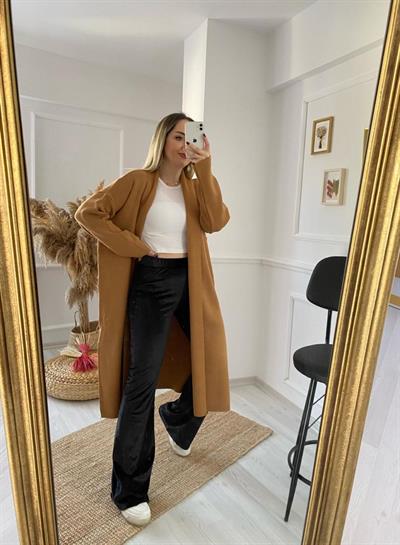 Kadife Yüksel Bel Siyah Pantolon