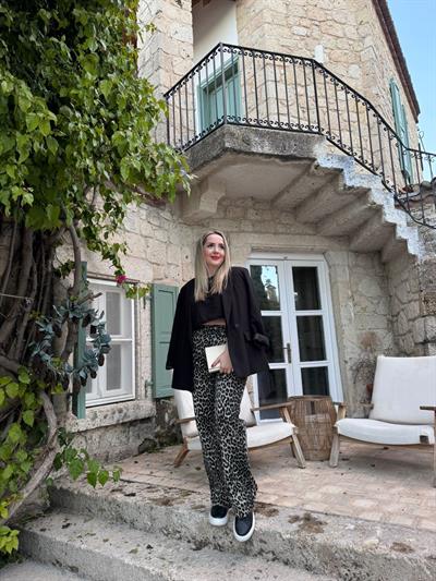 Kahve Desenli Palazzo Model Leopar Pantolon