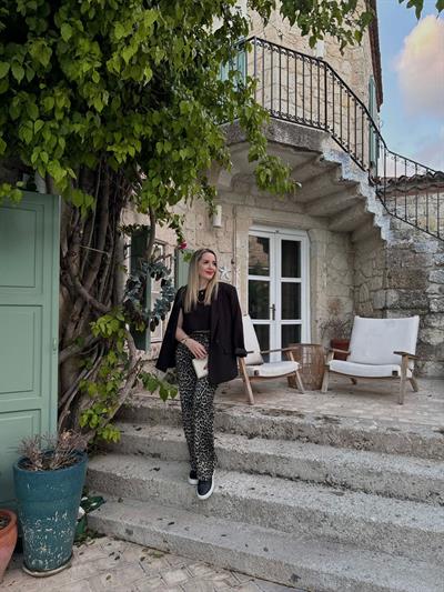 Kahve Desenli Palazzo Model Leopar Pantolon