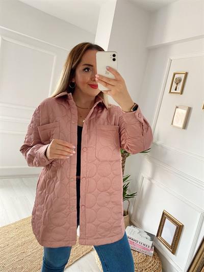 Kapitone Mevsimlik Ceket Pembe