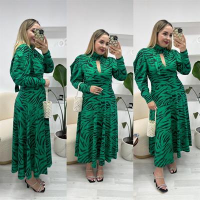 Karpuz Kol Yeşil Topshp Elbise