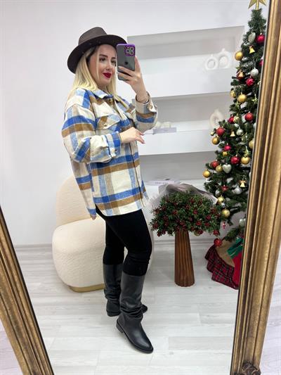 Kaşe Oduncu Gömlek Ceket Mavi