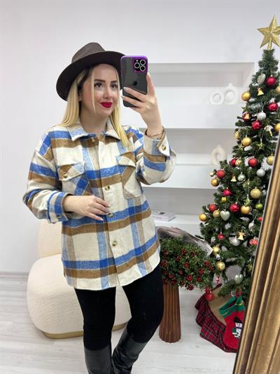 Kaşe Oduncu Gömlek Ceket Mavi