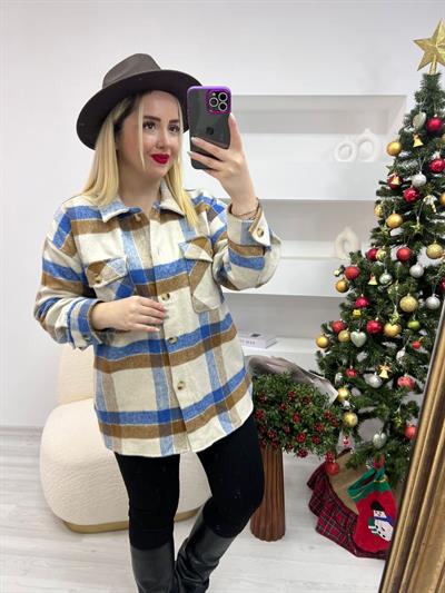 Kaşe Oduncu Gömlek Ceket Mavi