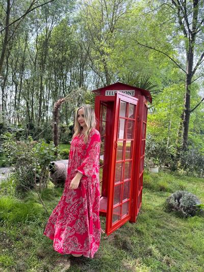 Katleya Model Kırmızı Desenli Elbise