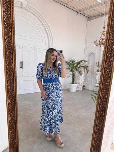 Kemerli Desenli Model Mavi