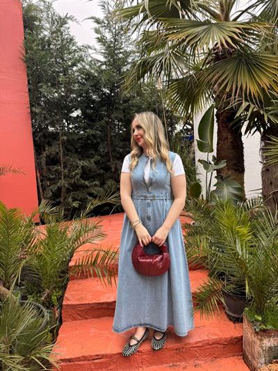 Kemerli Fermuarlı Tasarım Denim Jile Açık Mavi
