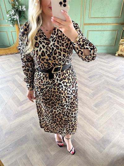 Kemerli Gömlek Elbise Leopar
