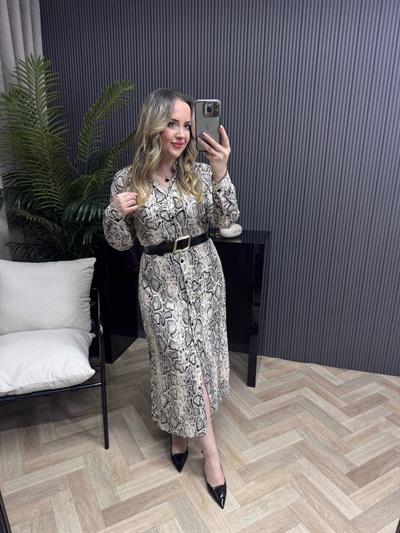 Kemerli Gömlek Elbise Zebra