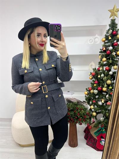 Kemerli Marka Model Ceket Antrasit