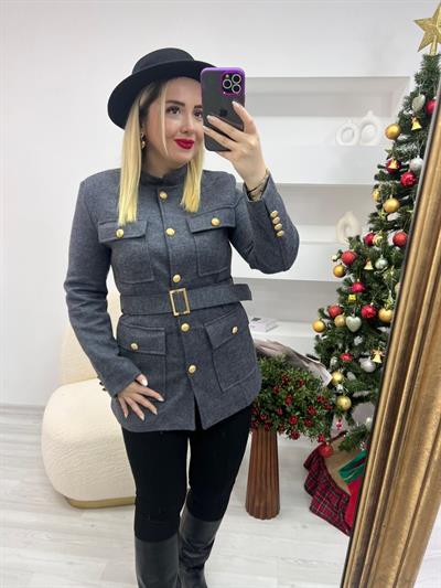 Kemerli Marka Model Ceket Antrasit