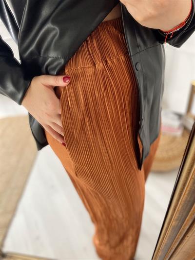 Kiremit Renk Beli Lastikli Pantolon