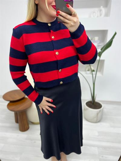 Kirmizi Laci Çizgili Hirka