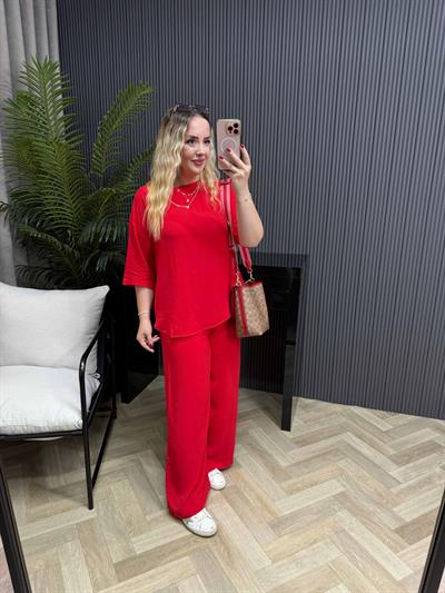 Selen yarım kol Pamuk viskon takım Nar Çiçeği