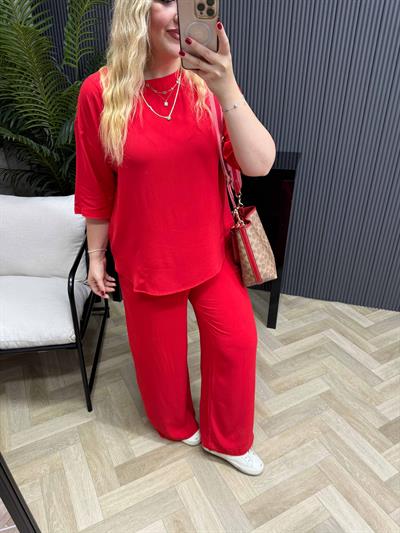 Selen yarım kol Pamuk viskon takım Nar Çiçeği