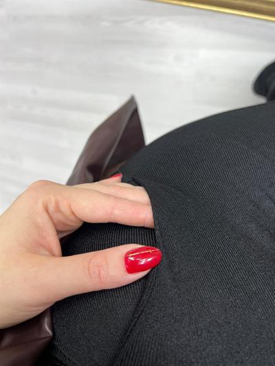 Kışlık Özel Doku Quzu Palazzo Pantolon Siyah