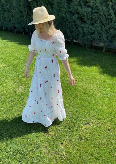 Lady Fisto Kırmızı Kirazli Elbise