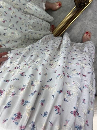 Lady Pembe Mavi Çiçekli Elbise