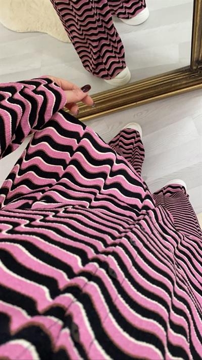 Lady Pembe Siyah Çizgili Takım