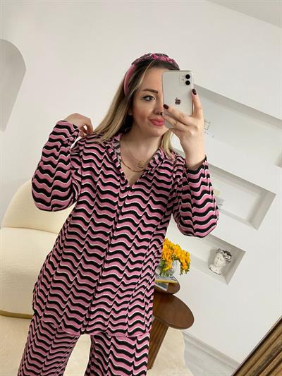 Lady Pembe Siyah Çizgili Takım