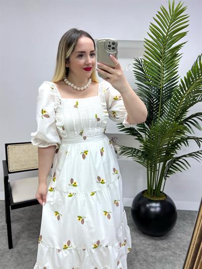 Lady Sari Papatya Desenli Çiçekli Elbise