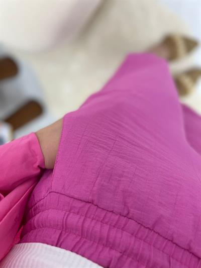 Lara Beli Lastikli Keten Pantolon Pembe