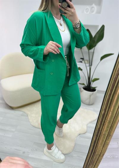 Lara Keten Ceket Yeşil