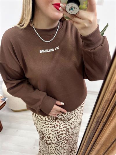 Lb Nakişli Acı Kahve Sweatshirt