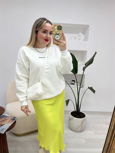 Lb Nakişli Beyaz Sweatshirt