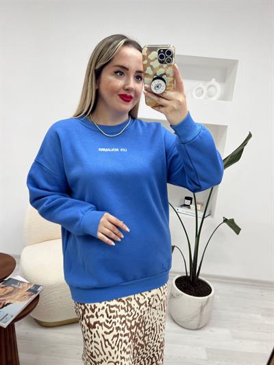 Lb Nakişli Mavi Sweatshirt
