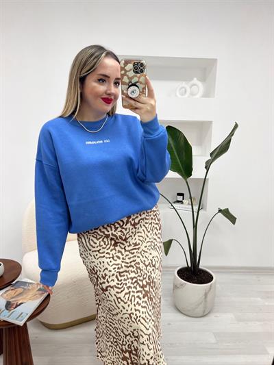 Lb Nakişli Mavi Sweatshirt