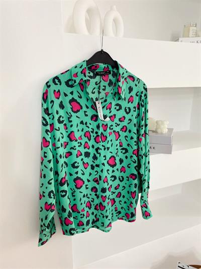 Leopar Tasaım Gömlek Yeşil