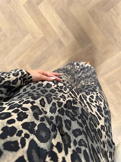 Leopar Tasarım Pamuk Saten Takım Antrasit