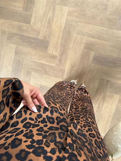 Leopar Tasarım Pamuk Saten Takım Kahverengi