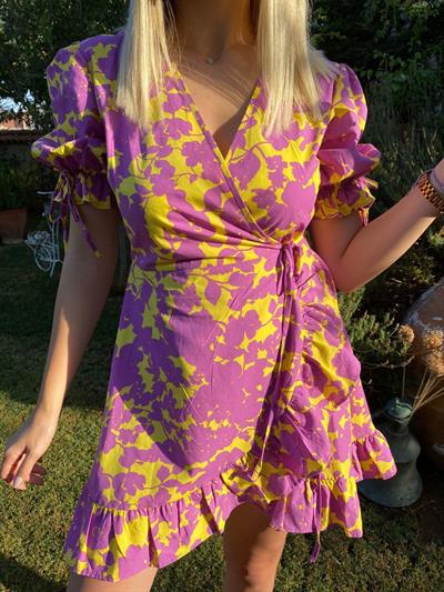 Lila Kruvaze Model Elbise